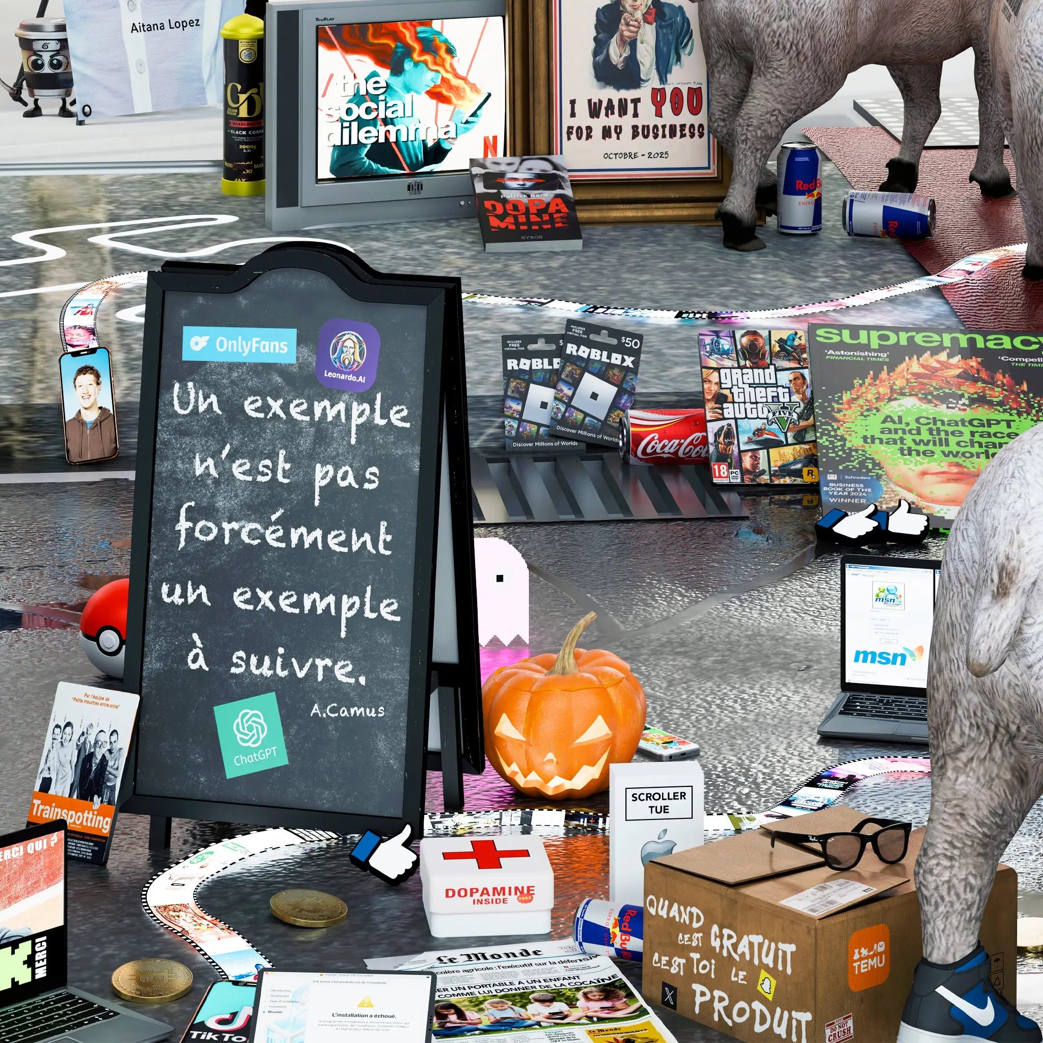 "Dopamine Store" 80x57cm Alpaz Officiel Artiste contemporain Français