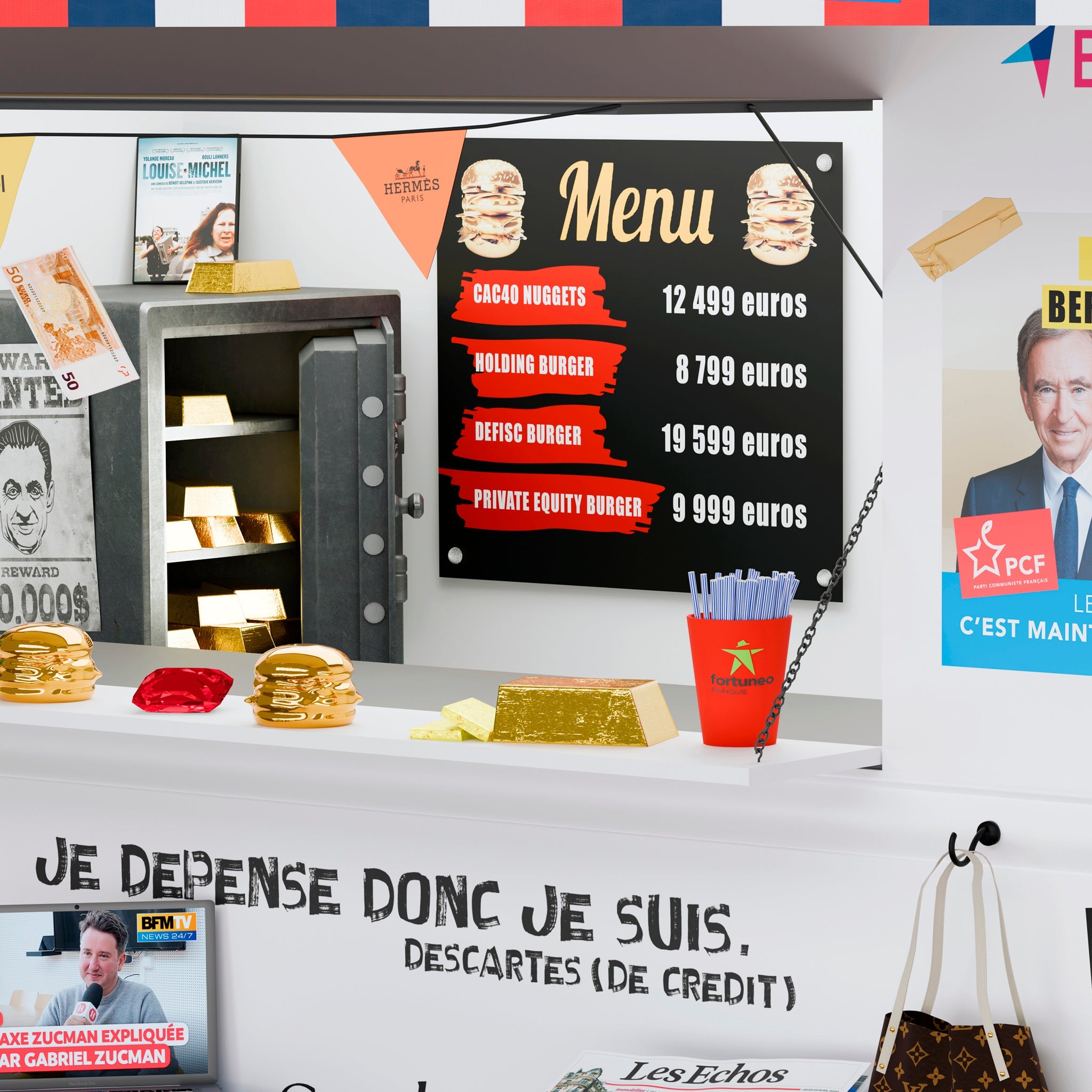 "Baraque à Fric" 70x50cm Alpaz Officiel Artiste contemporain Français