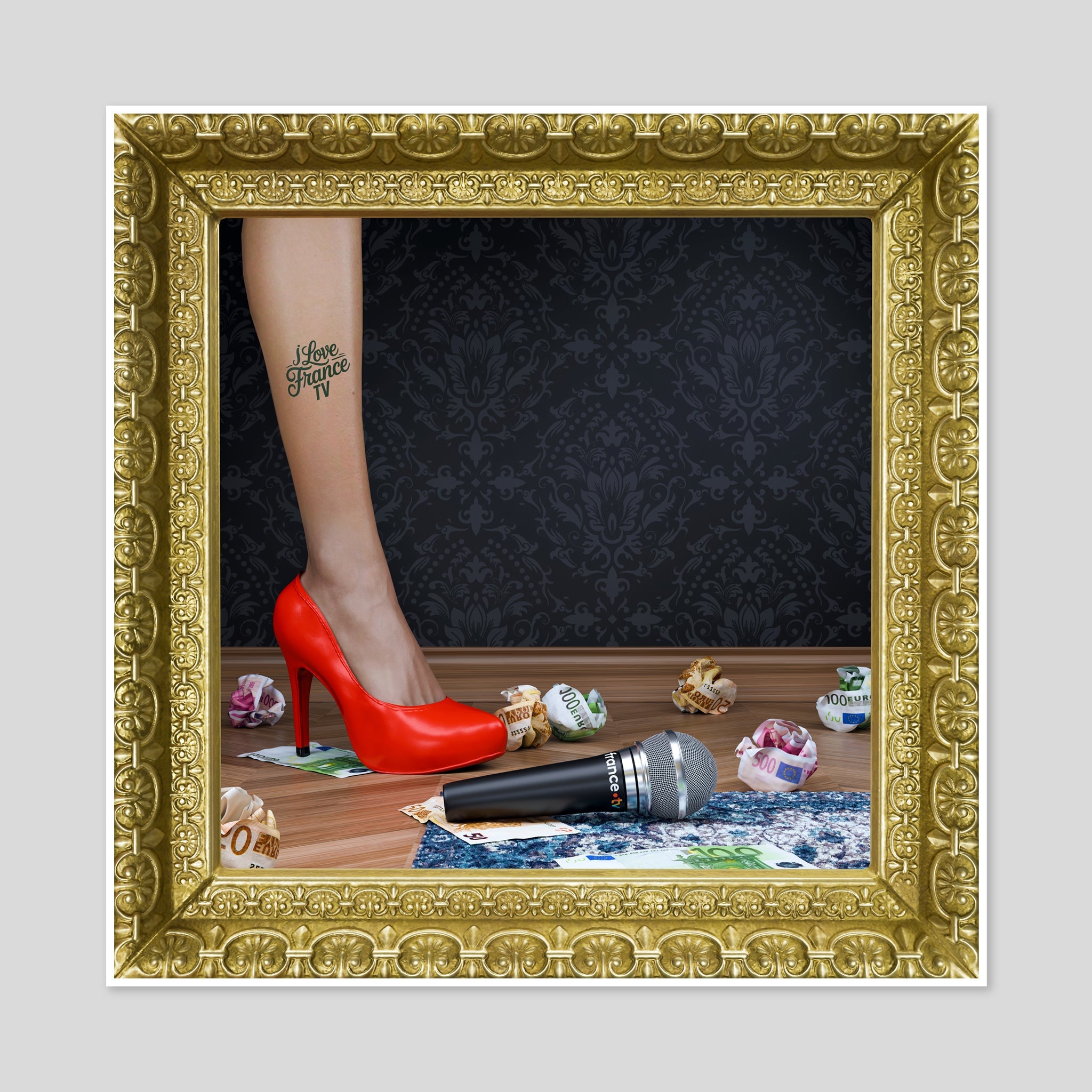 "France TV" 40x40cm Alpaz Officiel Artiste contemporain Français