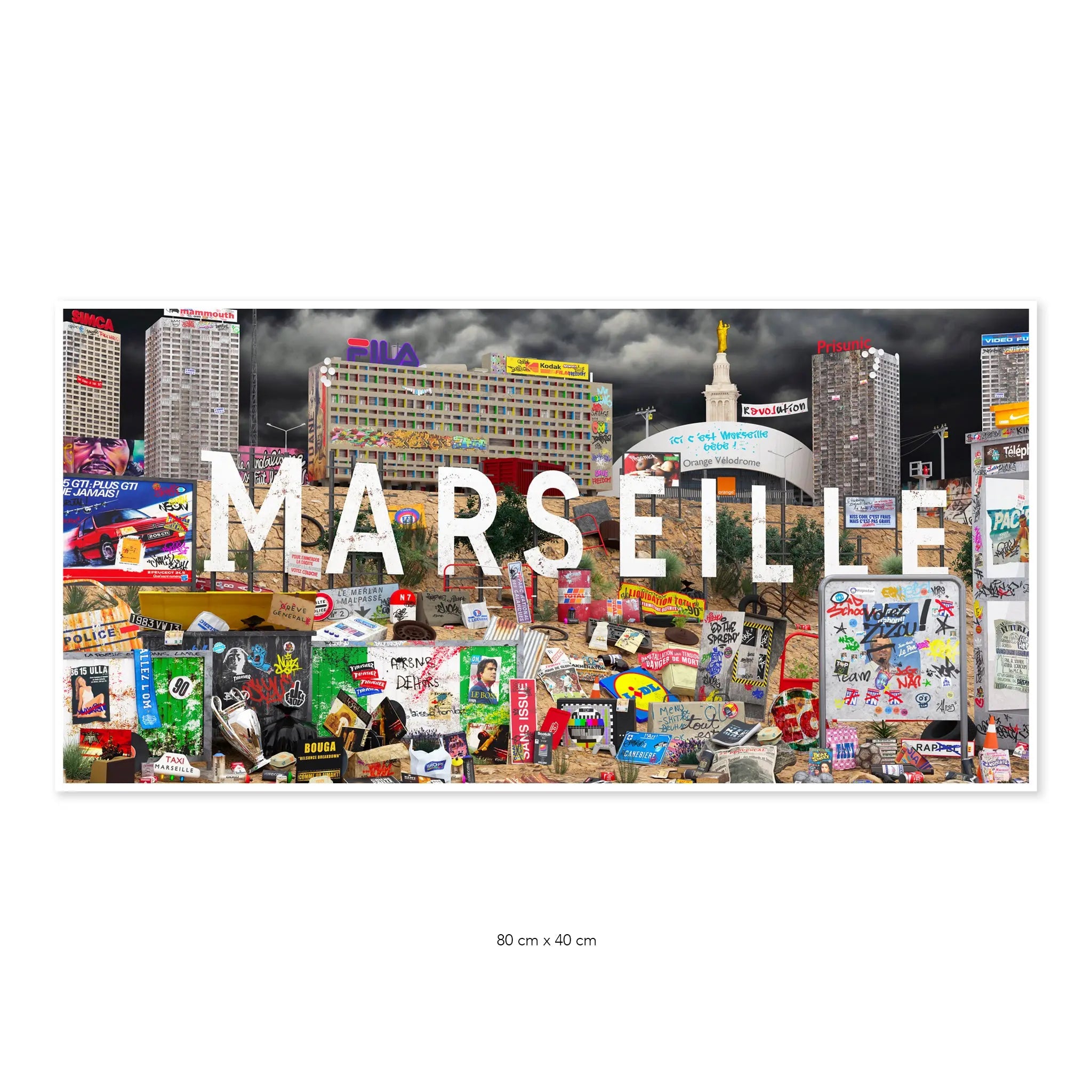 "Ici c'est Marseille Bébé" 80x40cm Alpaz Officiel Artiste contemporain Français